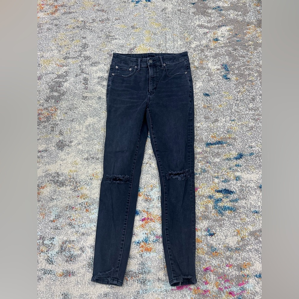 American Eagle Outfitters Black Ripped Knee Skinny Jeans